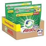 Ariel Waschmittel Pods All-in-1, 104 Waschladungen, Strahlend Rein, Umweltschonendes Waschen