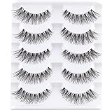 3D Falsche Wimpern,Natürliche Wimpern, Pure Handgemacht Natürlicher Look Flauschige Künstliche Wimpern ,Multipack Strip Lashes 5 Paare (HS17-7)