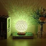 YanFeng Sphärische Kugellampe, Tischlampe Kleine Lampe Rattan-Ball-Tischleuchte USB-betriebenes Holz-Rattan-Kugel-Nachttisch mit handgestricktem Lampenschirm für Schlafzimmer, Valentinstag, Geburtstag