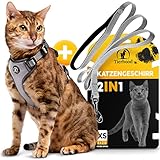 Tierhood - Katzengeschirr [OHNE ÜBERSTÜLPEN] - inkl. Leine - für kleine Katzen - Geschirrset mit Katzen Leine - Geschirr Katze - Cat Harness - Katzengeschirr mit Leine ausbruchsicher (XS,Grau)