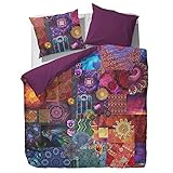 ESSENZA Bettwäsche Delhi Purple Lila Mandala Patchwork Satin, Größe:135 cm x 200 cm