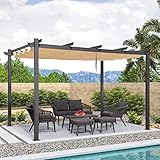 PURPLE LEAF Pergola Metall Garten Pavillon Pergola 300 x 400 cm Wasserdicht Stabil Winterfest, Gartenpavillon Mit Sonnenschutz Überdachung, Beige