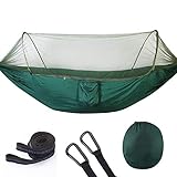 CSSIM Moskitofreie Hängematte Outdoor-Camping Moskitonetz Hängematte Camping Wandern Travel Light Nylon Tragbarer Hammock (Farbe : Dark Green, Size : One Size)