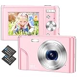 Digitalkamera Fotokamera Autofokus Kompaktkamera - 48MP 1080P HD Fotoapparat 2,4 '' LCD mit 16X Digital Zoom Wiederaufladbare Digital Kamera für Kinder, Teenager, Anfänger, Jungen, Mädchen(Rosa)