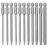 ZITFRI 11pcs Torx Schraubendreher Set Torx Bit Set Lang T6-T40 100mm Sechskantschaft, 1/4' Magnetisch Sternenkopf Sechskant Schraubenzieher Set elektrischer Schraubendreher Bit