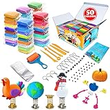 Modelliermasse Kit - 50 Farben Lufttrockener Magischer Knete für Kinder, DIY Formton mit werkzeugen, Tierisches Zubehör, Kinder Kunsthandwerk Geschenk für Jungen und Mädchen im Alter von 6+ Jahren