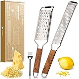 Exitoso Zester Küchenreibe Set aus Edelstahl mit Holzgriff - Gewürzreiben - Knoblauchreibe feinreibe Zitronenreibe Muskatnuss Reibe - Zestenreibe Cheese grater Käsereibe Parmesan Reibe Parmesanreibe