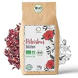 ORIGEENS HIBISKUSTEE BIO 1kg Premiumqualität | Bio Hibiskusblüten getrocknet für Tee, Früchtetee, Eistee, Karkade tee | Hibiskus Tee für Drainage Detox-Kur