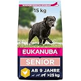 Eukanuba Hundefutter mit frischem Huhn für große Rassen, Premium Trockenfutter für Senior Hunde, 15 kg