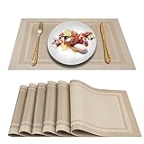 Platzset, ARTAND, Tischset, 6er-Set, Gewebtem Vinyl, Platzsets Abwaschbar rutschfest Hitzebeständig (Beige)