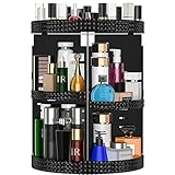 Awenia 360° drehbar Make up aufbewahrung Kosmetik Organizer aus Acryl 7 Verstellbare Ebenen Multifunktionale Schminkaufbewahrung Box Passend für Dresser, Schlafzimmer, Badezimmer (Schwarz)