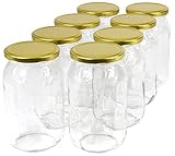 Wamat 900 ml Einweckgläser mit Deckel Gold Einmachgläser Vorratsgläser Einmachglas Weck (Menge: 24 Stück)