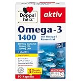 Doppelherz Omega-3 1400 mg – Hochdosiertes Omega-3-Konzentrat plus Vitamin E – Hoher Gehalt an Omega-3-Fettsäuren – 90 Kapseln