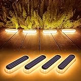 Solar Bodenleuchten Aussen Solarleuchte Garten, 40LM LED Stufenleuchte 2700K Warmweiß Treppenlicht Außen Wasserdicht IP68 für Gehweg Weg Treppe, 4 Stück