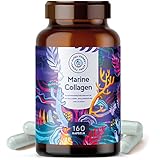 Marine Collagen mit Hyaluronsäure Kapseln - 160 Hochdosiert Kapseln - Meeres Kollagen Hydrolysat & Marines Elastin mit Hyaluronsäure & Spirulina - Für Pescetarier Geeignet - Alpha Foods