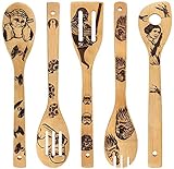 Star War Verbrannte Holzlöffel Utensilien Set, Star War Idee Geschenk Kochutensilien, Antihaft Kochgeschirr Set Einweihungsparty Hochzeit Spaß Geschenk 5 Stück