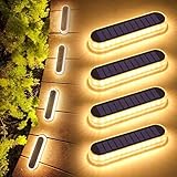 Lacasa Solar Bodenleuchten Aussen, 4 Stück Solarleuchten für Außen Warmweiß 2700K, Solarlampen LED Wegeleuchten mit Auto ON/OFF Lichtsensor für Garten Rasen Terrasse Hof Auffahrt, IP68 Wasserdicht