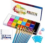 20Farben Body Painting Gesichtsfarbe Kit,Körperfarben Gesicht Körperbemalung Öl,Sicher Schminkpalette Schminkfarben Kinderschminke Set Face Painting Set für Kinder Erwachsene,Halloween,Party,Colsplay