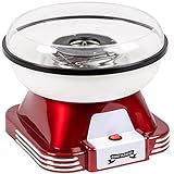 Gadgy Zuckerwattemaschine für zuhause - Retro Cotton Candy Machine - Zuckerwatte Maschine mit Stäbchen und Messlöffel - Höhe 22 cm Rot Weiß - 500 W