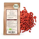 Kamelur 1kg getrocknete BIO Goji Beeren ohne Zusätze - Sonnengetrocknete Goji Beeren aus zertifiziert biologischem Anbau ungezuckert und ungeschwefelt als Snack oder als Zugabe für ein leckeres Müsli