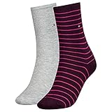 Tommy Hilfiger Damen Th Women 2p Small Stripe CLSSC SOCK, burgundy, 35 EU