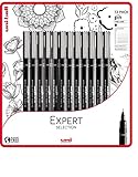 Uni-ball Expert Selection, 12 Stück uni-PIN Fineliner Zeichenstifte, Schwarz