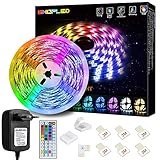 LED Strip Lichtband 5M, SHOPLED RGB SMD 5050 LED Streifen Selbstklebend, Farbwechsel Led lichterkette mit Fernbedienung LED Band Leiste für die Beleuchtung von Haus, Party, Küche