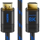 deleyCON 2m 8K UHD-II HDMI 2.1 Nylon Kabel 4320p 2160p 8K@60Hz 4K@120Hz 7680x4320p Metallstecker Dolby DTS HDR eARC CEC HDTV Ethernet