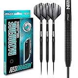 RED DRAGON Razor Edge Black Dartpfeile Tungsten Profi Steel Darts mit Flights und Schäfte (24, Gramm)