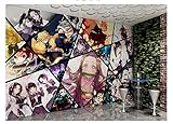 Fototapete Cartoon Anime Demon Slayer Farbe 3D Schlafzimmer Nachttisch Hintergrund Wand Comic Dekorative Hintergrundwand, Selbstklebend, Kein Kleber Erforderlich-208x146cm(WxH)