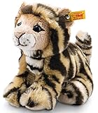 Steiff Billy Tiger - 20 cm - Plüschtiger sitzend - Kuscheltier für Kinder - weich & waschbar - getigert (084102)