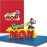 papercrush® Pop-Up Karte „Super Mom“ - Lustige 3D Geburtstagskarte für die beste Mama der Welt - Glückwunschkarte zur Geburt, Geburtskarte für Mutter, Glückwunsch zur Schwangerschaft & zum Baby