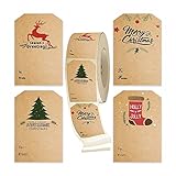 Natürliches Kraftpapier, verpackt, Weihnachts-Namensschilder, Aufkleber, Geschenk-Siegel-Etikett, handgeschrieben, M0s7 Kraftpapier, 300 Stück