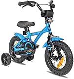 Prometheus Kinderfahrrad 12 Zoll Jungen mit Stützräder ab 3 Jahre Mädchen Rücktritt 12zoll BMX Modell 2022 in Blau Schwarz