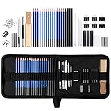 Zekkai Skizzierstifte Set, 42 Stücke Bleistift Set Zeichnen Skizzieren Stifte Profi Art Werkzeug Set Skizzierset mit Zeichnen Zubehör Set für Künstler, Anfänger, Erwachsene und Kinder