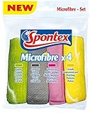 Spontex Mikrofaser-Set 4er Pack, Mikrofasertücher für Küche, Fenster, Staub und Universal, effizient und saugstark, 32 x 32 cm (1 x 4 Stück)