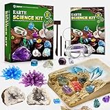 Japace Ausgrabungsset für Kinder, STEM Wissenschaft Spielzeug Edelsteine Ausgraben, Geoden Zum Aufbrechen Set, Kristalle Züchten Kit Geschenke Jungen Mädchen schürfen Hammer