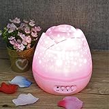 Nachtlicht Romantische Rosenknospen Sternenhimmel Projektor Nachtlicht USB Wiederaufladbare Led Nachtlampe Kinder Baby Kinder Geschenk Pink