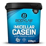 Bodylab24 Casein Micellar Haselnuss 2000g, 100% pures Casein, reich an BCAA-Aminosäuren, langes Sättigungsgefühl, unterstützt den Muskelaufbau und -erhalt über Nacht, ideal während einer Eiweiß-Diät