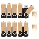 TEWENE USB Stick 32GB 10er Pack mit Lanyards Rotating Foldable USB 2.0 Speicherstick 32GB Memory Stick Pendrive USB Flash Drive (32GB, 10 stück) Gold