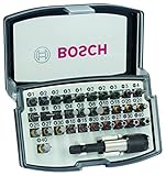 Bosch Accessories 32tlg. Schrauberbit Set Extra Hart (Kreuzschlitz, Pozidriv, Hex, T, TH, S-Bit, Zubehör Bohrschrauber und Schraubendreher) Silber, 1/4-Zoll