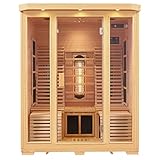 Artsauna Infrarotkabine Helsinki 150 - Infrarotsauna 150x150 cm mit Triplex-Heizsystem, LED-Farblichttherapie & 2 Liegen für 3 Personen - Wärmekabine