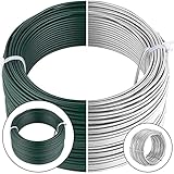 Amagabeli 2.75mm X 100m Bindedraht Spanndraht Garten Draht Gartenzaun Verzinkt Pflanzendraht Basteldraht Gartendraht Zaundraht Metall Zaun Zubehör Draht Drahtrolle maschendraht Grün WR3 DA105