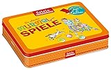 Moses 23405686 Die schönsten Murmelspiele im Set | Spiele-Klassiker in der Metalldose | Mit Buch und 21 Glasmurmeln im Säckchen: Spiele-Klassiker - bunte Glasmurmeln - Spielanleitungen