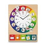 Cander Berlin MNU 11835 R Kinderwanduhr lautlos 40 x 30 cm geräuschlos Magnet-Bilder Kinderzimmer Tagesablauf Holzmotiv Lernuhr Kinderzimmer analog ohne Ticken Mädchen Jungen