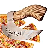 Axt Pizzaschneider Pizzaschneideaxt mit scharfen Klingen Pizzaaxt aus Wikingerstahl mit Holzgriff, multifunktionale Pizzaschneideraxt Hochfest, rostfrei