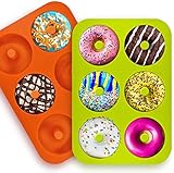 Shalwinn Silikon Donut Formen, 2 Stuck Silikon Donut Backform, Antihaft Donut Backblech für Kuchen Keks Bagels Muffins, Geeignet für Backofen, Mikrowelle