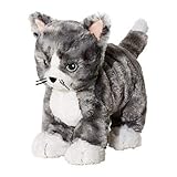 IKEA LILLEPLUTT - Stofftier, Katze, grau, weiß - 21 cm