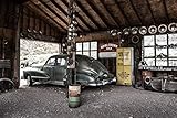 VINTAGE OLDTIMER Fototapete VLIES-300x223 cm (2803A)-Route 66 Classic Auto USA Autos Retro Car Wandtapete-Inkl. Kleister-Vliestapete Bild Dekoration Wand-Dekor Moderne Motiv-Tapete Panorama Poster XXL