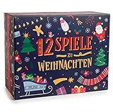 GUTTER GAMES 12 Spiele zu Weihnachten | 12 Urkomische, Festliche Partyspiele | Gesellschaftsspiele für Erwachsene, Familienspiele, Brettspiele für Kinder & Teenies | Activity Spiele ab 6 Jahre